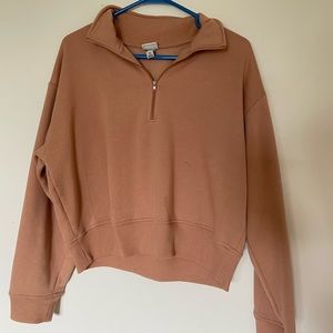 tan half zip sweatshirt